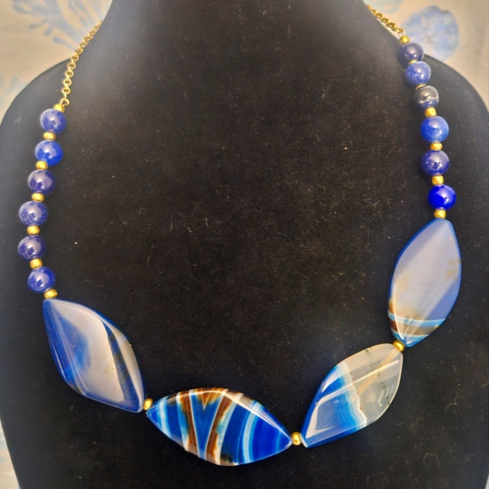 Blue agate necklace